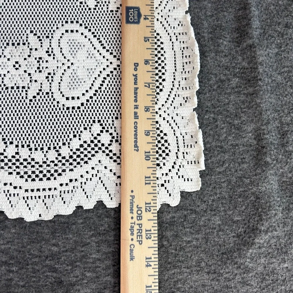 Vintage 2 White Lace Doily Heart Floral Crochet Rectangular Table Runner 17x11